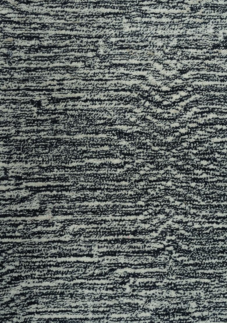 Saffron Rugs Hand Tufted Navy and Ivory Striped Contemporary Rectangular Wool Area Rug - Indya