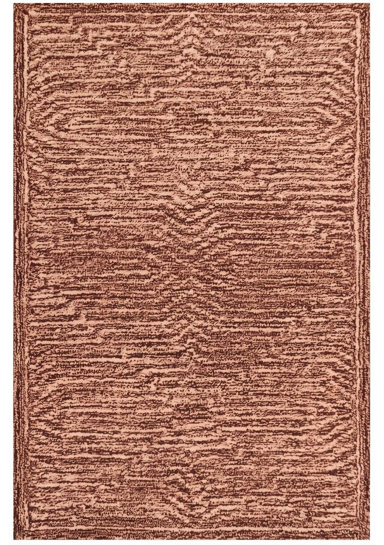 Saffron Rugs Hand Tufted Rust Brown Striped Contemporary Rectangular Wool Area Rug - Indya