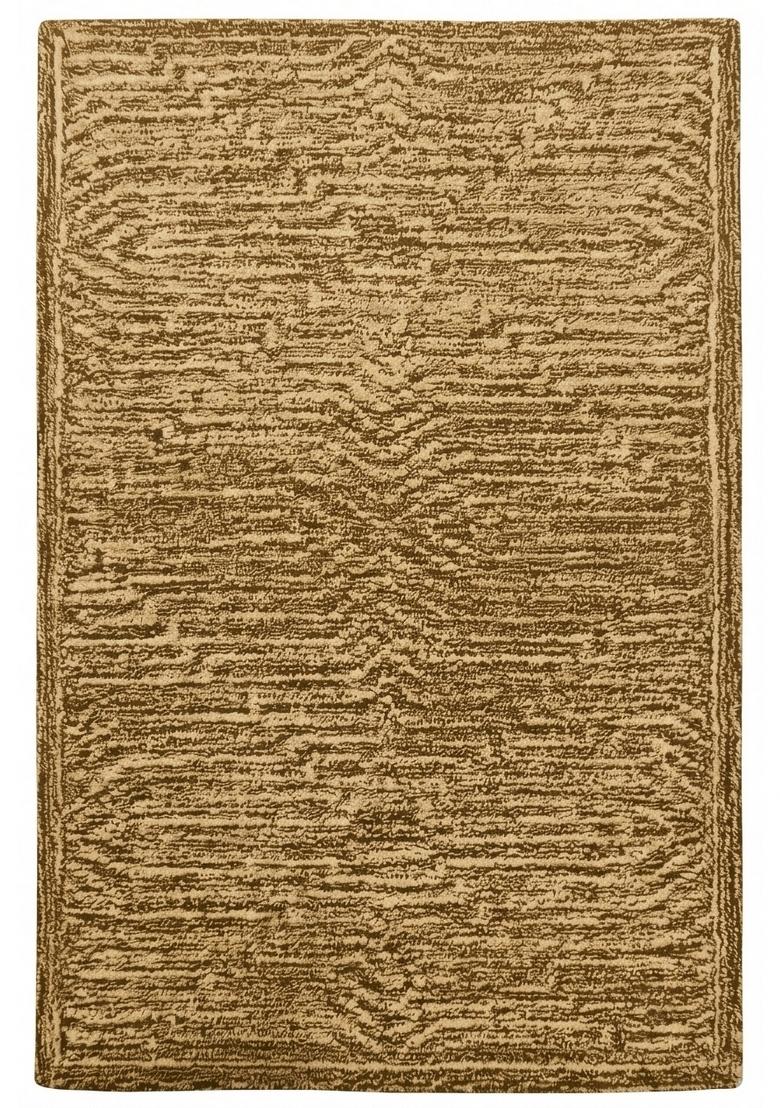 Saffron Rugs Hand Tufted Golden Brown Striped Contemporary Rectangular Wool Area Rug - Indya