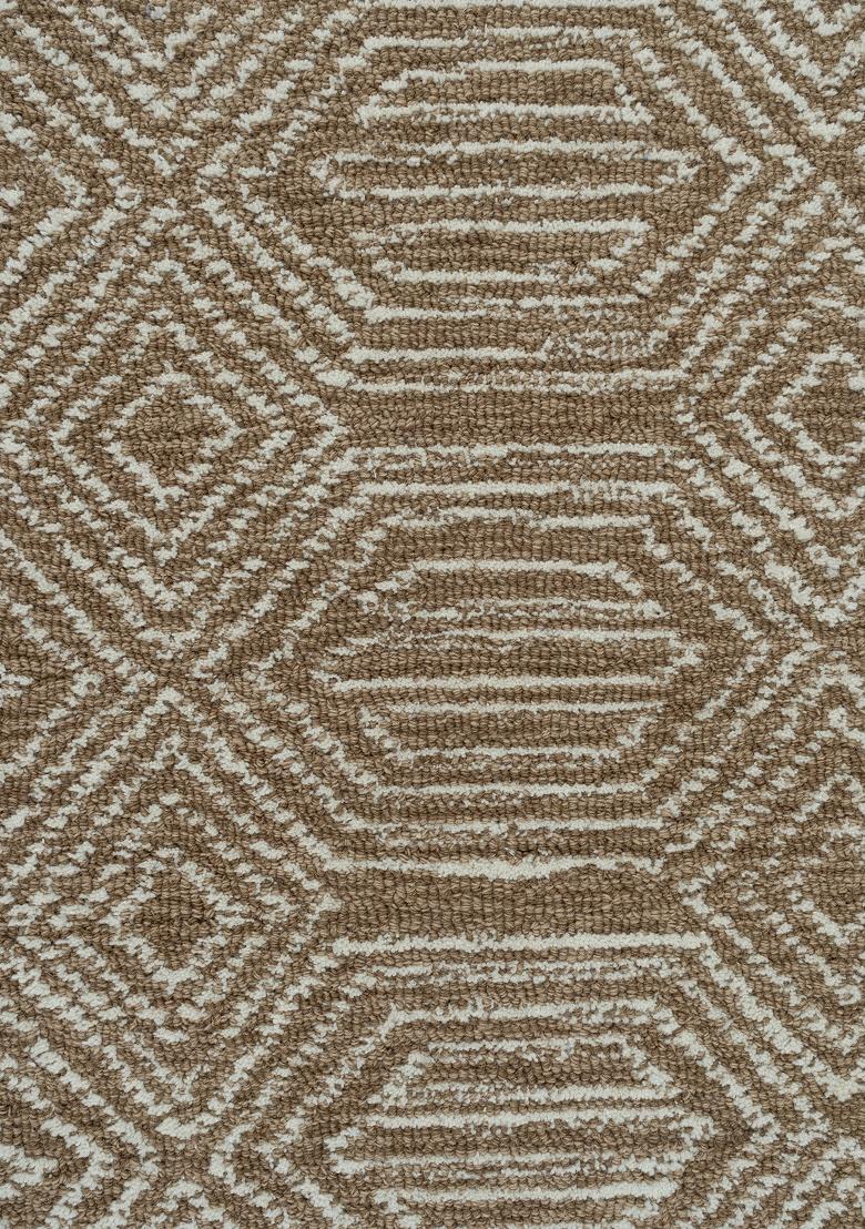 Saffron Rugs Hand Tufted Taupe Geometric Bohemian Rectangular Wool Area Rug - Indya