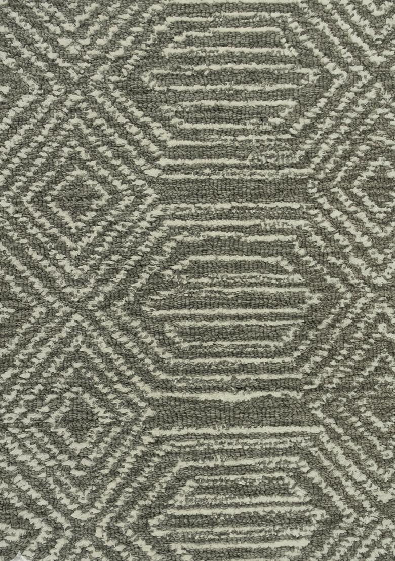 Saffron Rugs Hand Tufted Sage Green Geometric Bohemian Rectangular Wool Area Rug - Indya