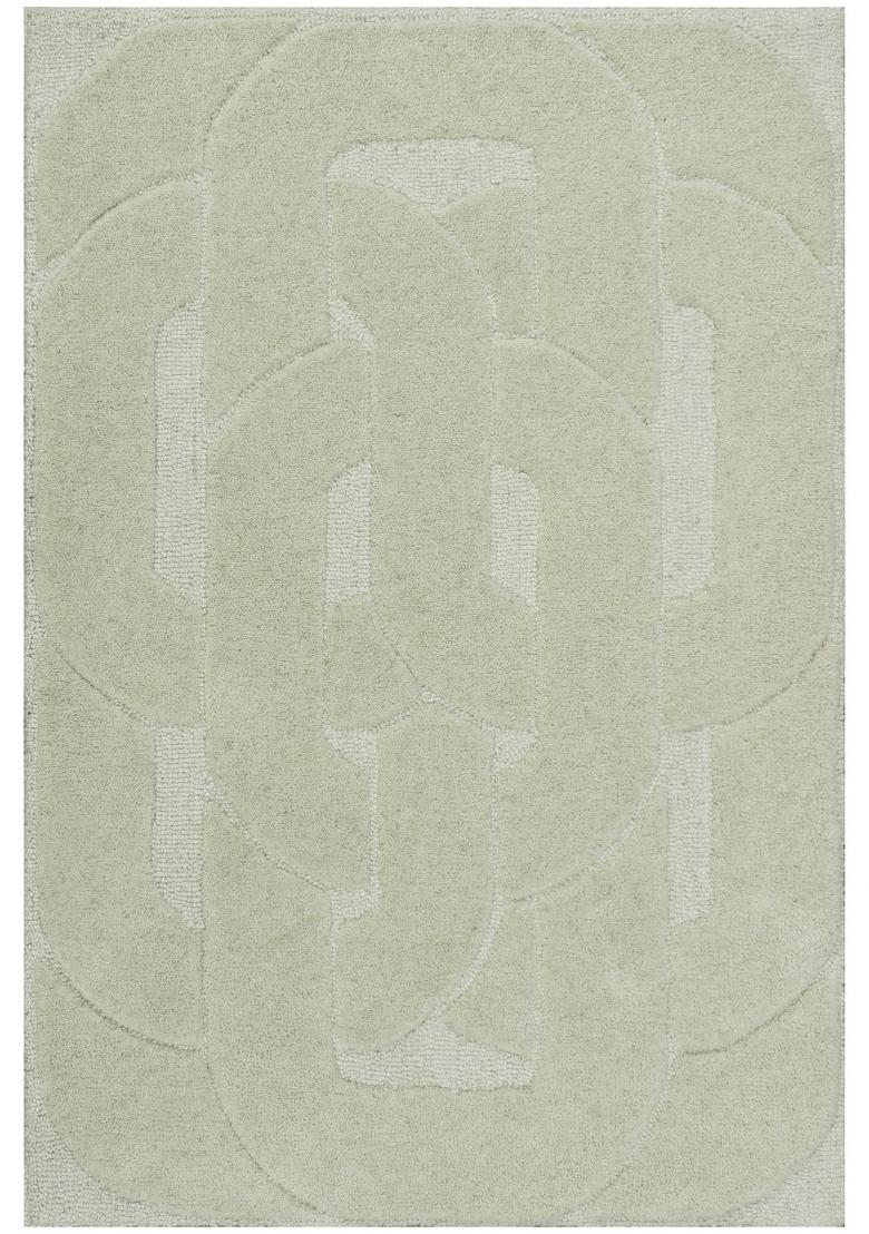Saffron Rugs Hand Tufted Sage Green Floral Contemporary Rectangular Wool Area Rug - Indya