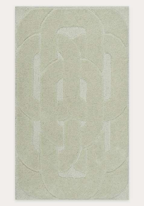 100% Wool Handmade Sage Green Rug | Contemporary Floral Carpet With Cotton Backing For Living Room