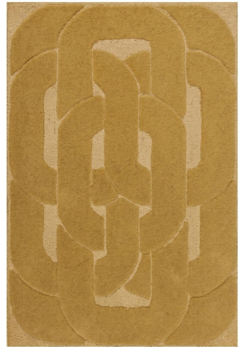 Saffron Rugs Hand Tufted Mustard Yellow Floral Contemporary Rectangular Wool Area Rug - Indya