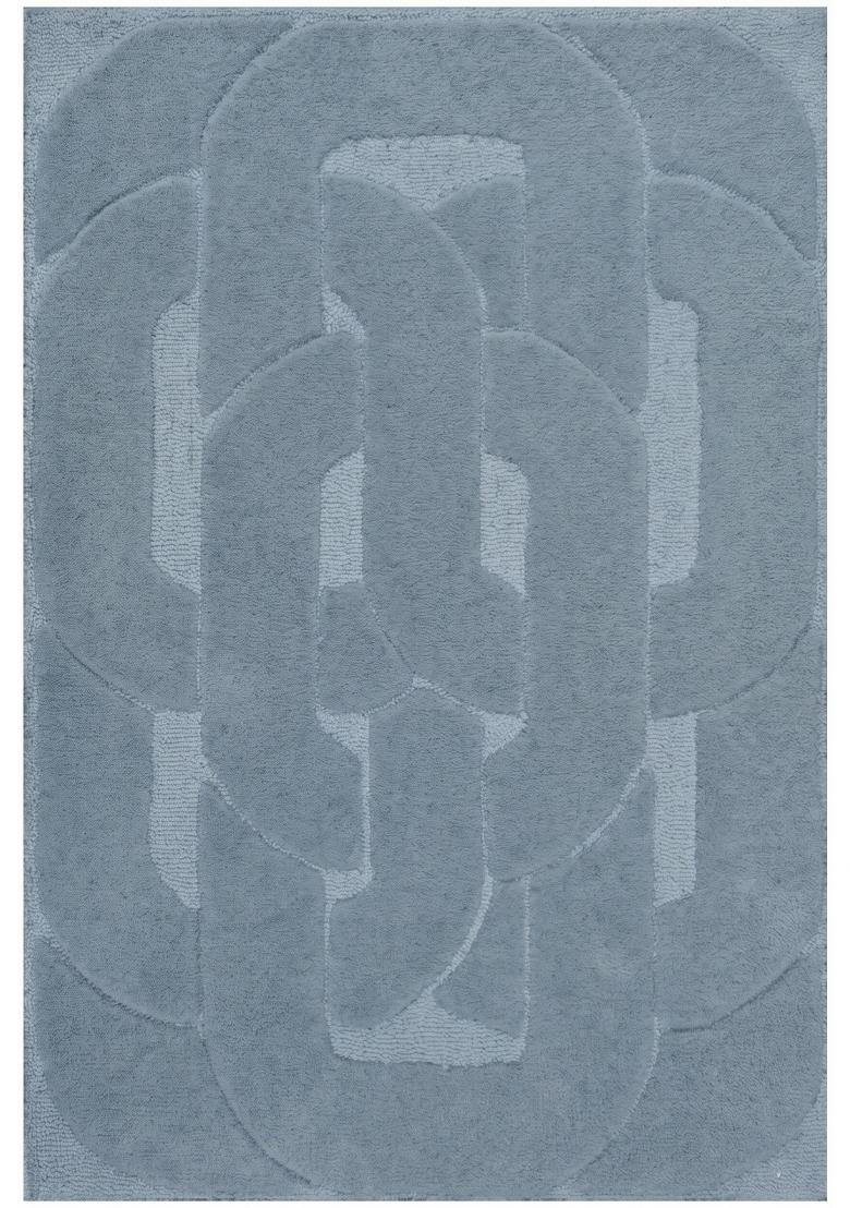 Saffron Rugs Hand Tufted Dusty Blue Floral Contemporary Rectangular Wool Area Rug - Indya