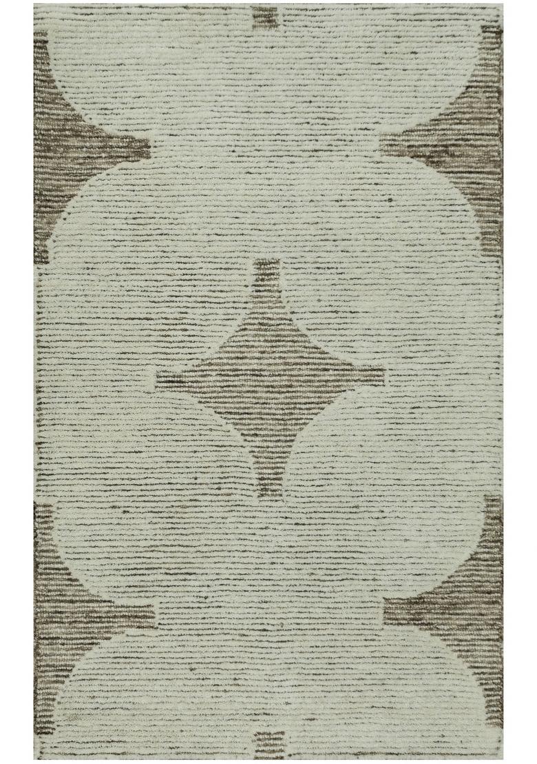 Saffron Rugs Hand Tufted Beige Trellis Bohemian Rectangular Wool Area Rug - Indya