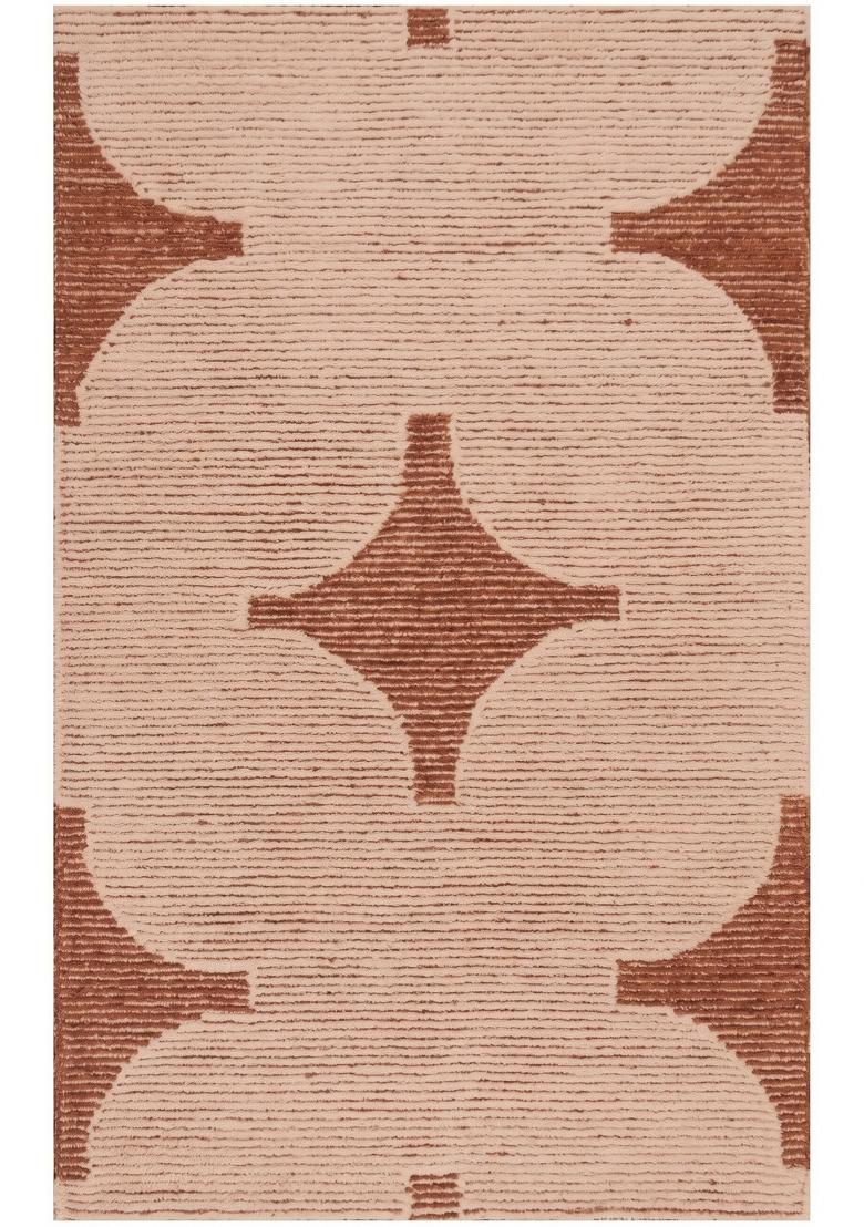 Saffron Rugs Hand Tufted Peach Trellis Bohemian Rectangular Wool Area Rug - Indya