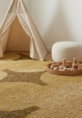Saffron Rugs Hand Tufted Mustard Gold Trellis Bohemian Rectangular Wool Area Rug