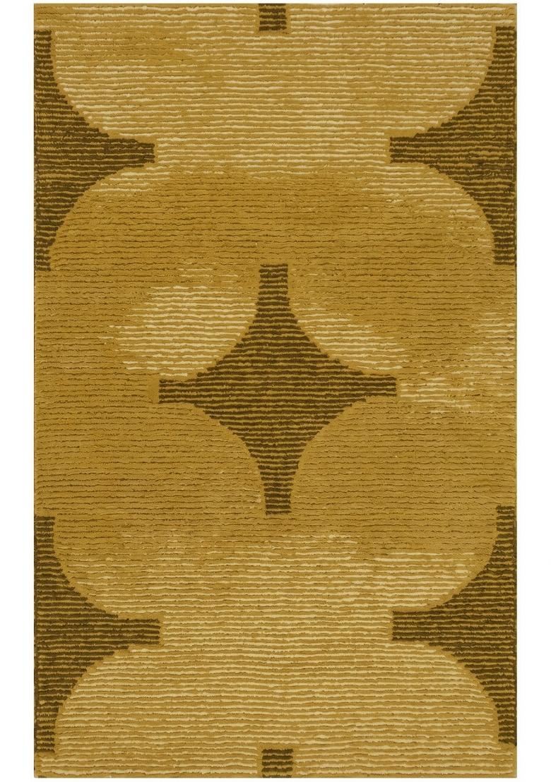 Saffron Rugs Hand Tufted Mustard Gold Trellis Bohemian Rectangular Wool Area Rug - Indya