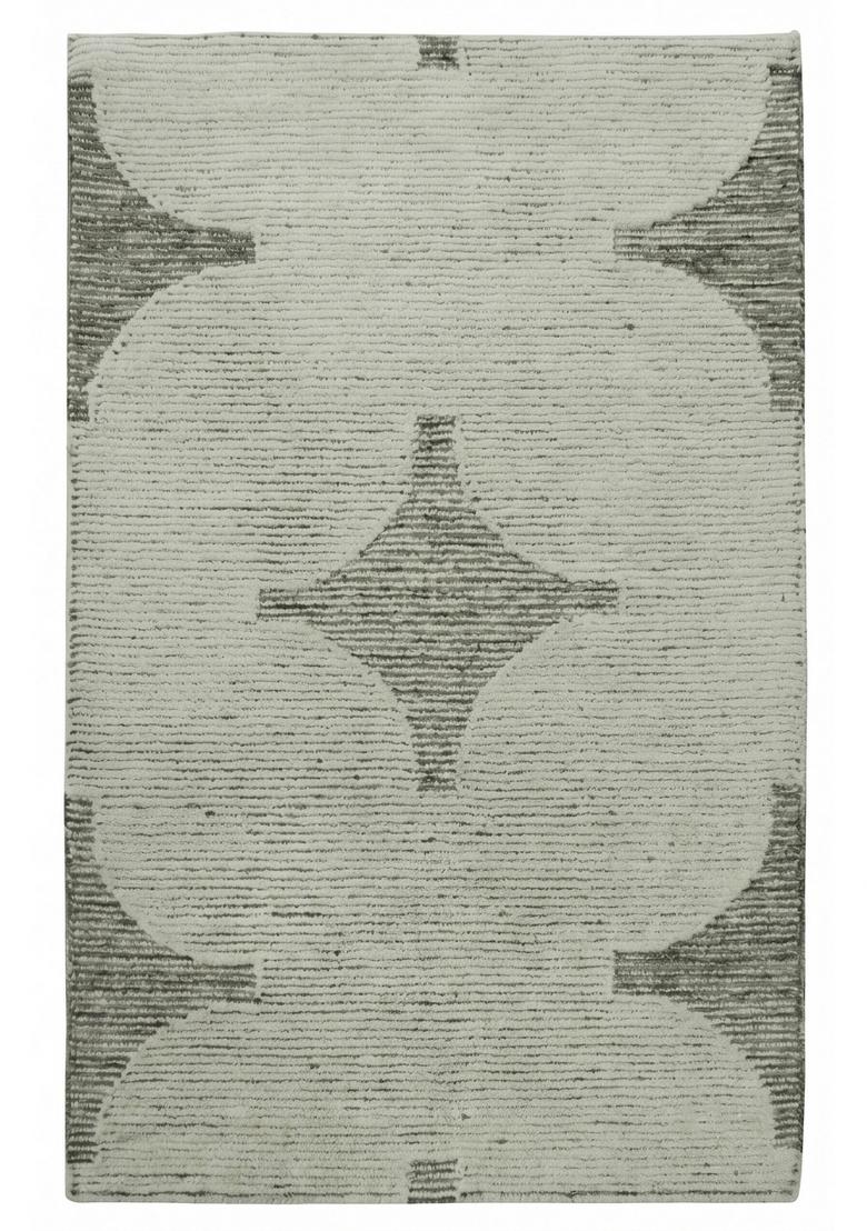 Saffron Rugs Hand Tufted Sage Green Trellis Bohemian Rectangular Wool Area Rug - Indya
