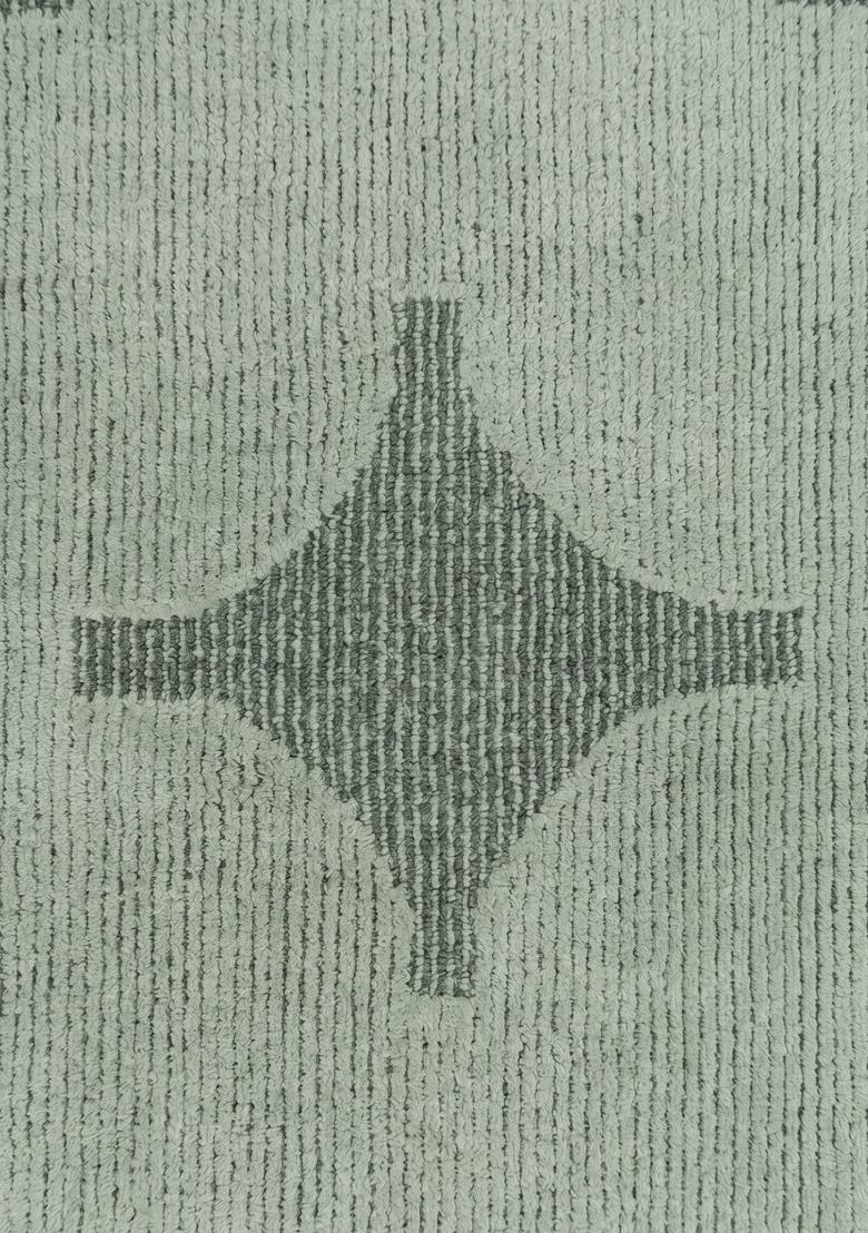 Saffron Rugs Hand Tufted Sage Green Trellis Bohemian Rectangular Wool Area Rug - Indya