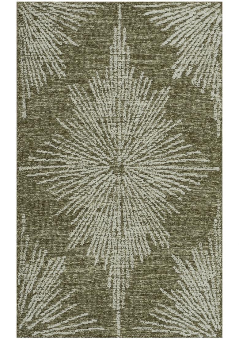 Saffron Rugs Hand Tufted Olive Green Geometric Contemporary Rectangular Wool Area Rug - Indya