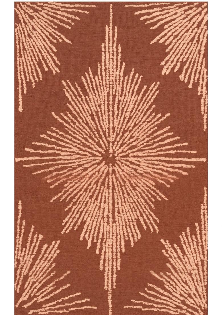 Saffron Rugs Hand Tufted Rust Brown Geometric Contemporary Rectangular Wool Area Rug - Indya