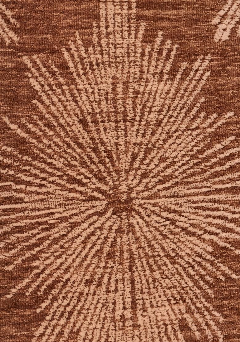Saffron Rugs Hand Tufted Rust Brown Geometric Contemporary Rectangular Wool Area Rug - Indya