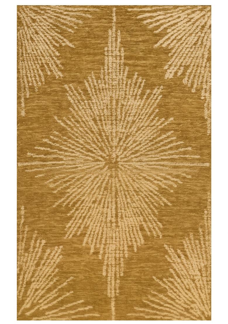 Saffron Rugs Hand Tufted Mustard Gold Geometric Contemporary Rectangular Wool Area Rug - Indya