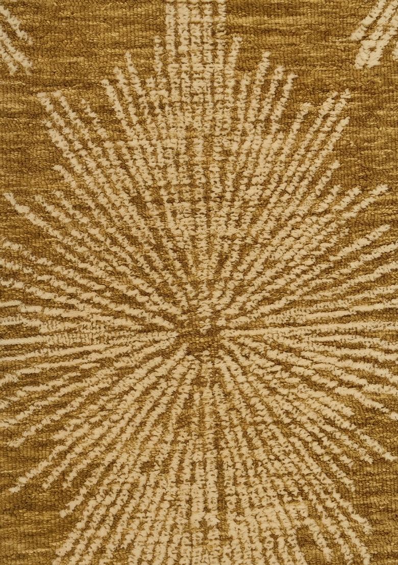 Saffron Rugs Hand Tufted Mustard Gold Geometric Contemporary Rectangular Wool Area Rug - Indya