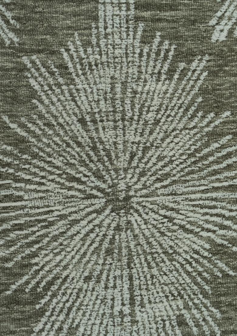 Saffron Rugs Hand Tufted Sage Green Geometric Contemporary Rectangular Wool Area Rug - Indya