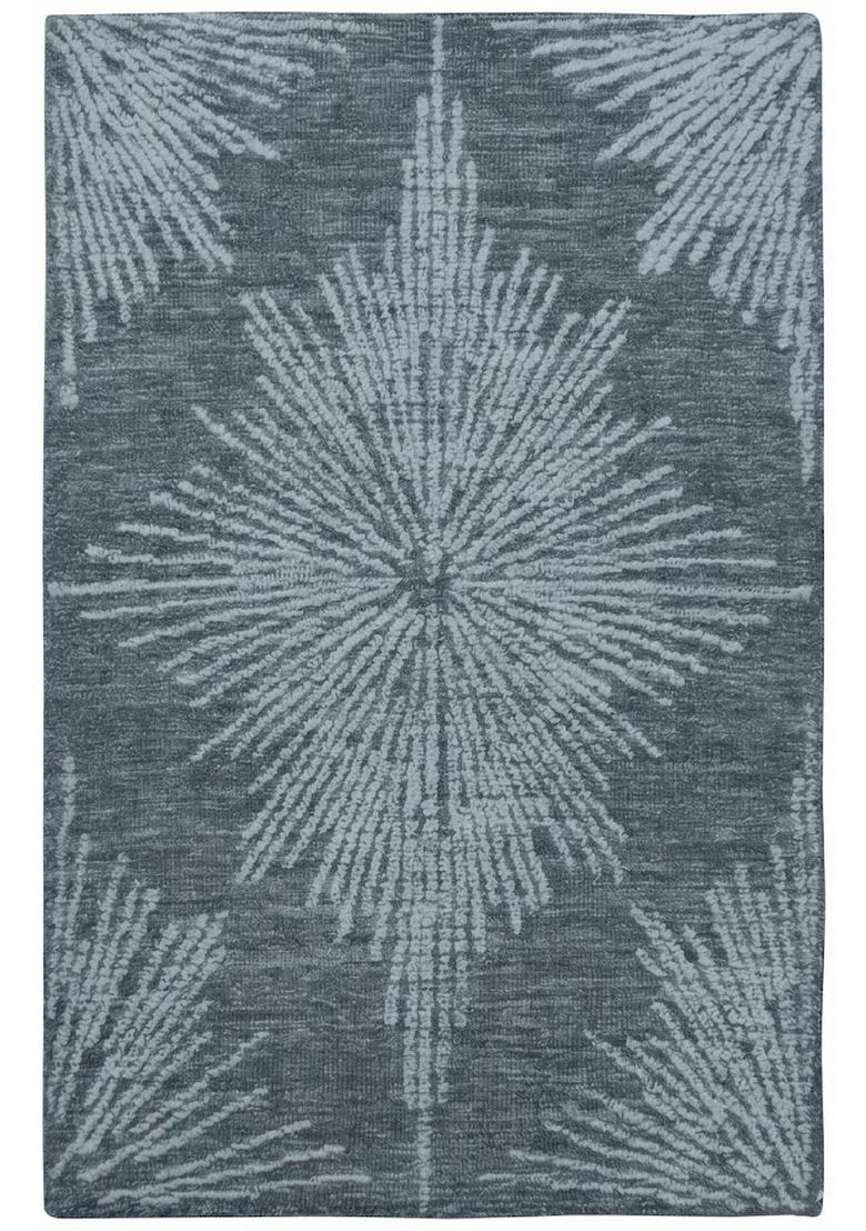 Saffron Rugs Hand Tufted Slate Blue Grey Geometric Contemporary Rectangular Wool Area Rug - Indya