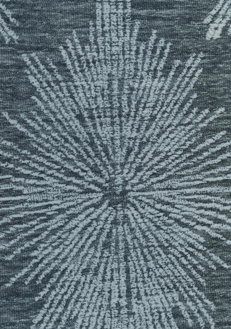 Saffron Rugs Hand Tufted Slate Blue Grey Geometric Contemporary Rectangular Wool Area Rug - Indya