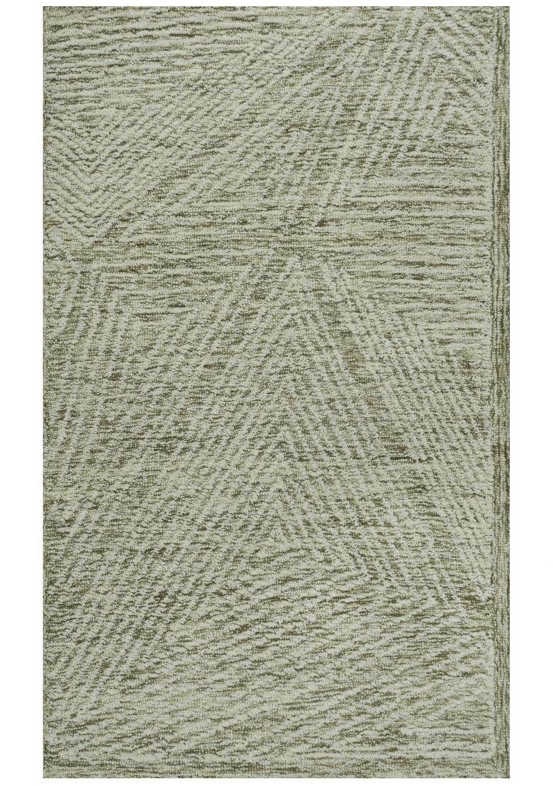 Saffron Rugs Hand Tufted Olive Green Geometric Contemporary Rectangular Wool Area Rug - Indya