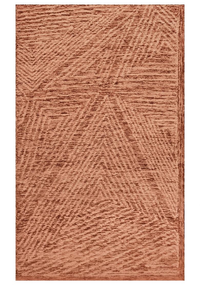 Saffron Rugs Hand Tufted Terracotta Geometric Contemporary Rectangular Wool Area Rug - Indya