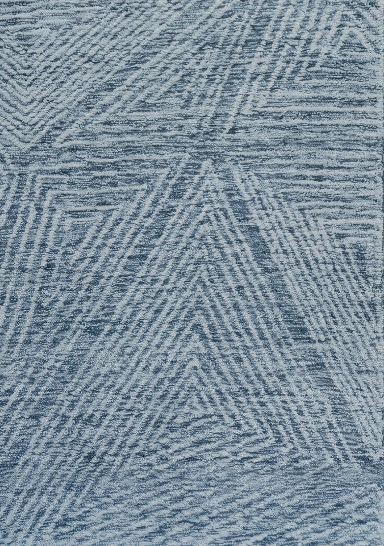 Saffron Rugs Hand Tufted Slate Blue Geometric Contemporary Rectangular Wool Area Rug - Indya