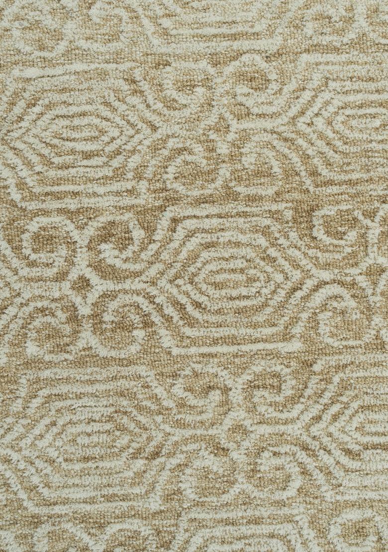Saffron Rugs Hand Tufted Beige Geometric Bohemian Rectangular Wool Area Rug - Indya