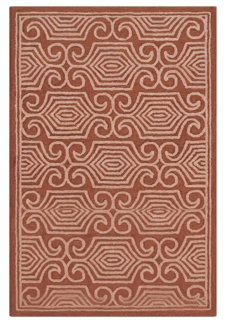 Saffron Rugs Hand Tufted Terracotta Geometric Bohemian Rectangular Wool Area Rug - Indya