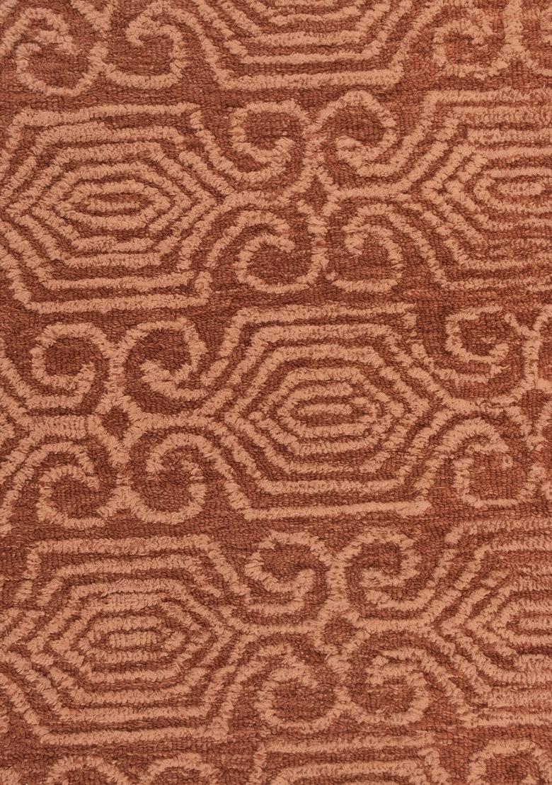 Saffron Rugs Hand Tufted Terracotta Geometric Bohemian Rectangular Wool Area Rug - Indya