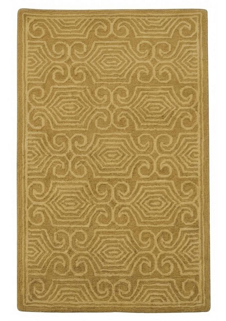 Saffron Rugs Hand Tufted Mustard Gold Geometric Bohemian Rectangular Wool Area Rug - Indya