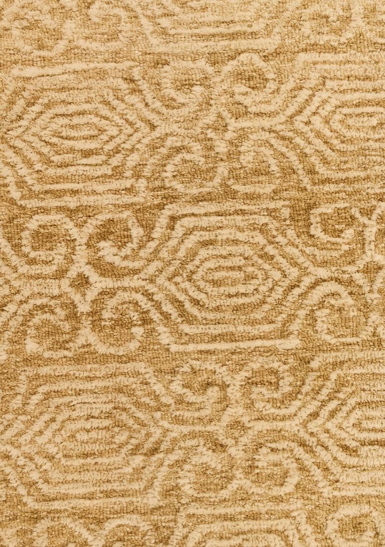 Saffron Rugs Hand Tufted Mustard Gold Geometric Bohemian Rectangular Wool Area Rug - Indya