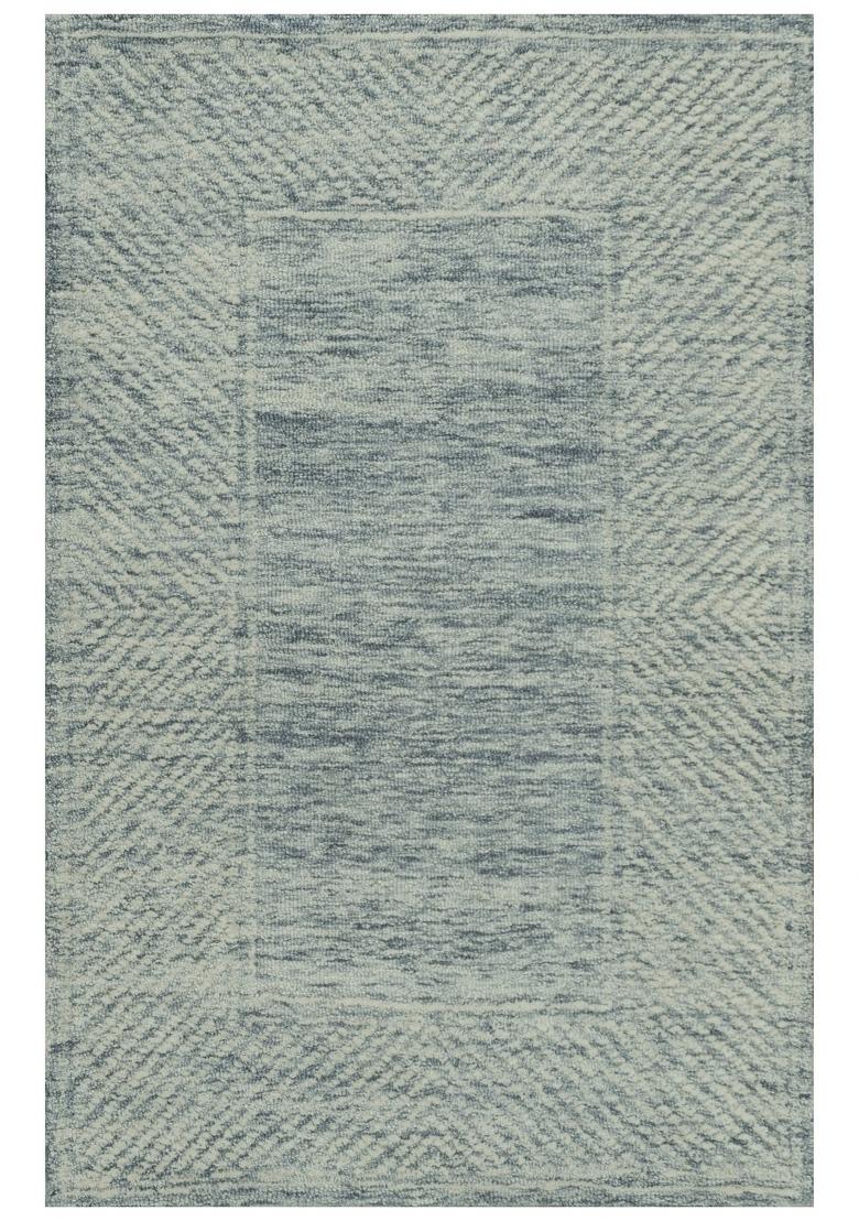 Saffron Rugs Hand Tufted Blue Grey Geometric Contemporary Rectangular Wool Area Rug - Indya