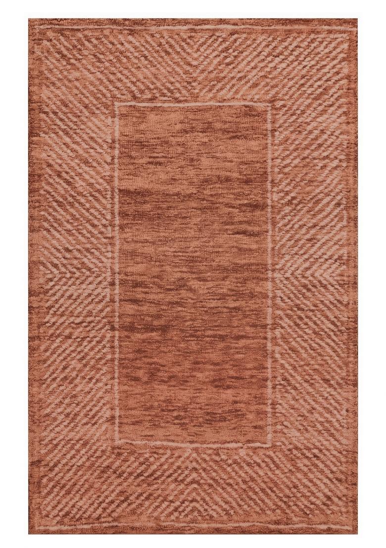 Saffron Rugs Hand Tufted Terracotta Geometric Contemporary Rectangular Wool Area Rug - Indya