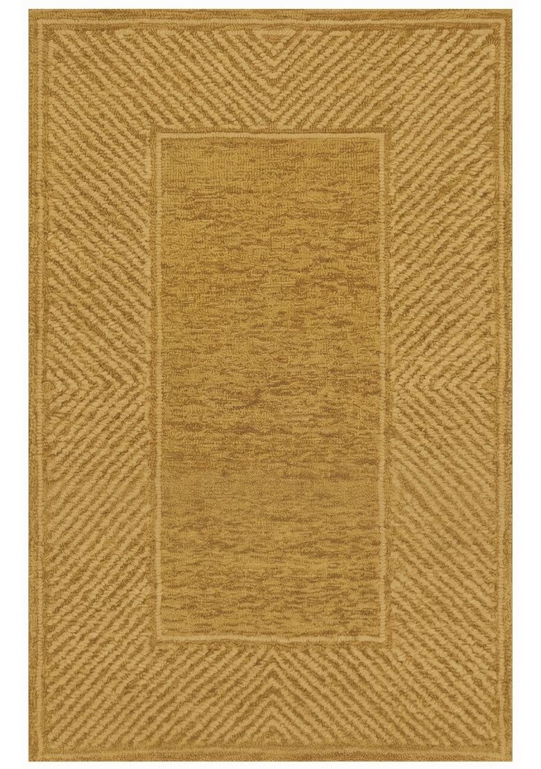 Saffron Rugs Hand Tufted Mustard Gold Geometric Contemporary Rectangular Wool Area Rug - Indya