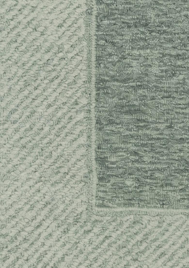 Saffron Rugs Hand Tufted Sage Green Geometric Contemporary Rectangular Wool Area Rug - Indya