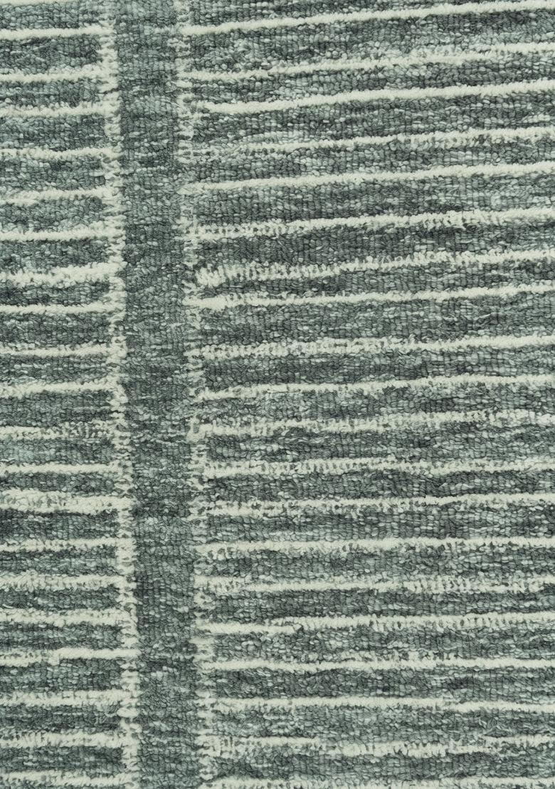 Saffron Rugs Hand Tufted Sage Green Striped Contemporary Rectangular Wool Area Rug - Indya