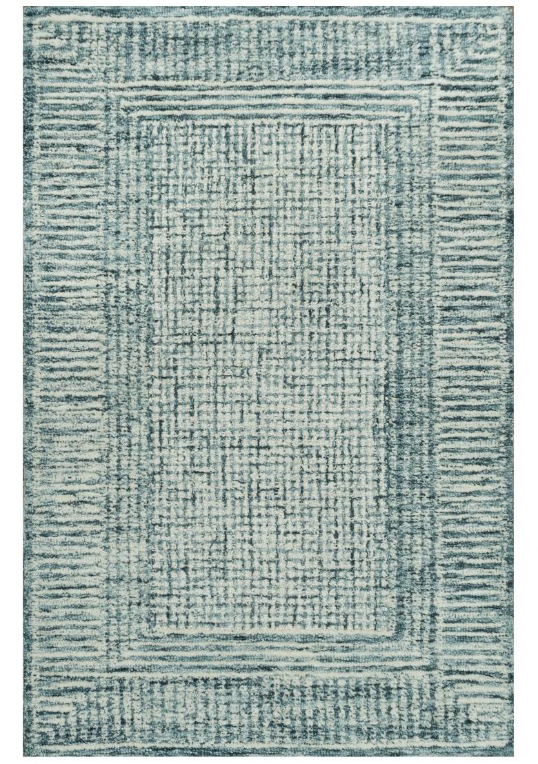 Saffron Rugs Hand Tufted Blue Geometric Contemporary Rectangular Wool Area Rug - Indya