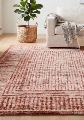 Saffron Rugs Hand Tufted Terracotta Geometric Contemporary Rectangular Wool Area Rug