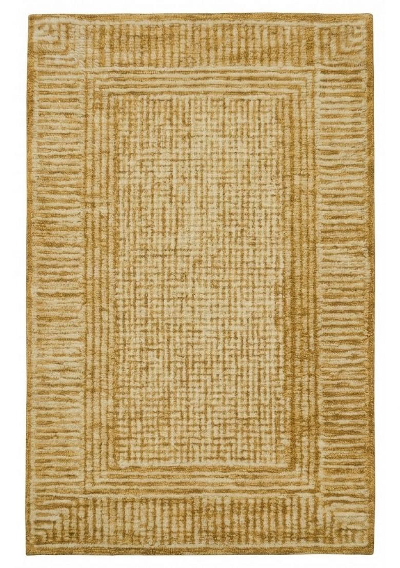 Saffron Rugs Hand Tufted Mustard Gold Geometric Contemporary Rectangular Wool Area Rug - Indya