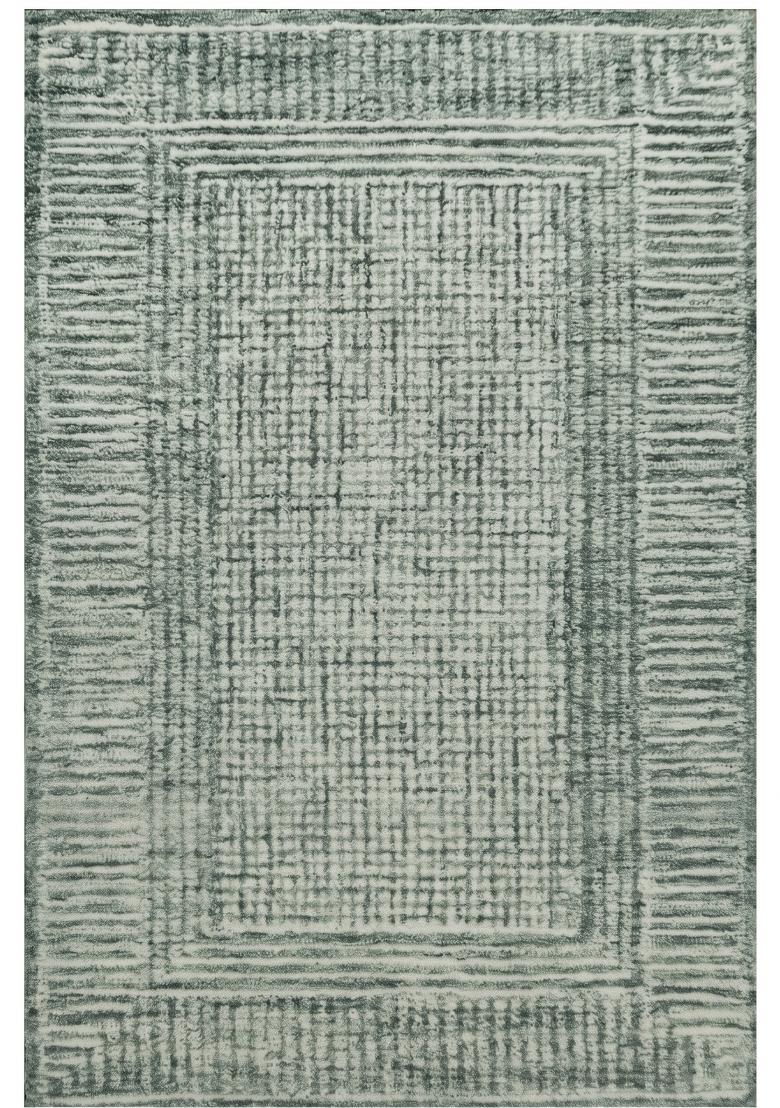 Saffron Rugs Hand Tufted Sage Green Geometric Contemporary Rectangular Wool Area Rug - Indya