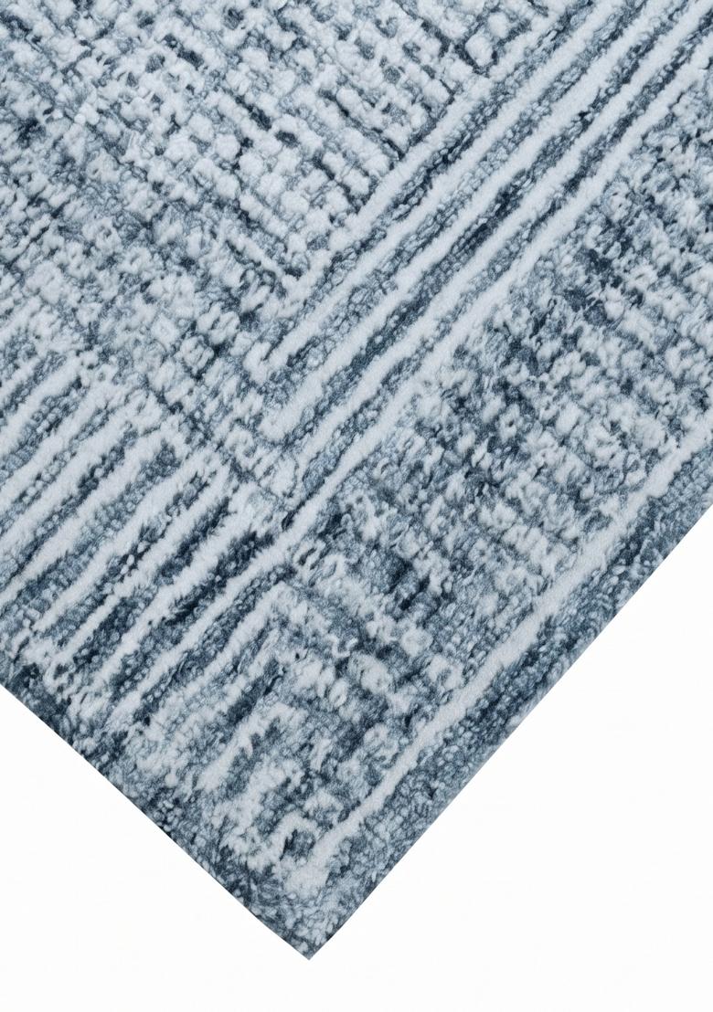 Saffron Rugs Hand Tufted Dusty Blue Geometric Contemporary Rectangular Wool Area Rug - Indya