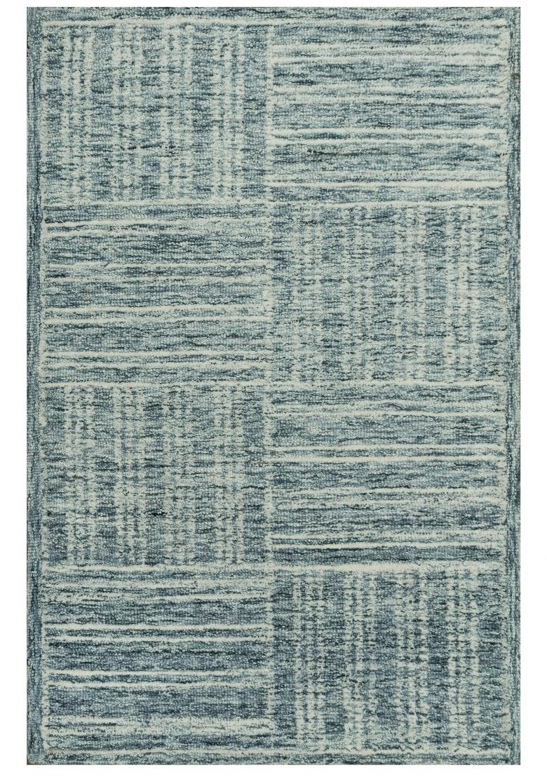 Saffron Rugs Hand Tufted Blue Geometric Contemporary Rectangular Wool Area Rug - Indya