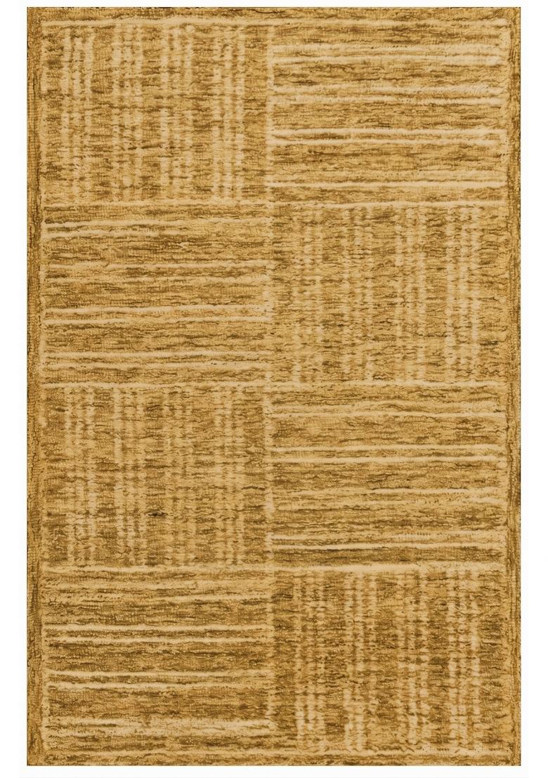 Saffron Rugs Hand Tufted Mustard Gold Geometric Contemporary Rectangular Wool Area Rug - Indya
