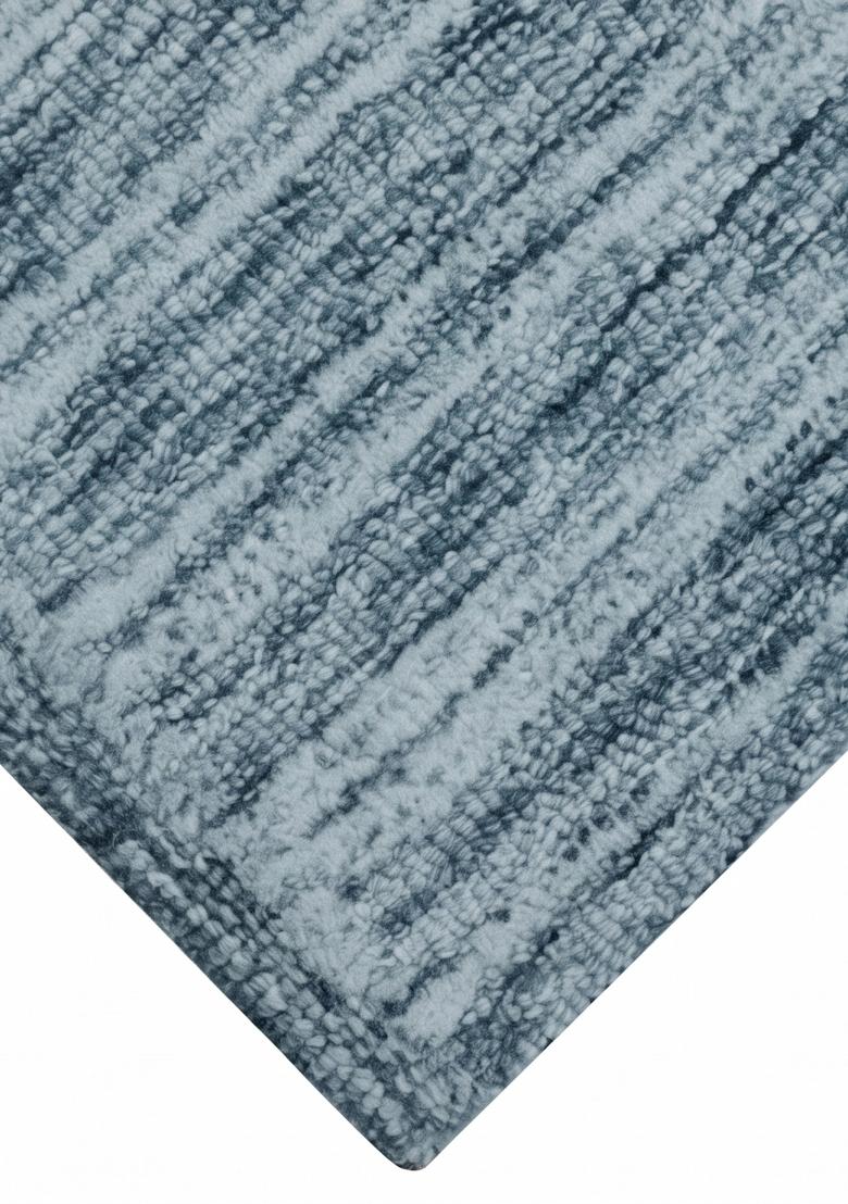 Saffron Rugs Hand Tufted Slate Blue Geometric Contemporary Rectangular Wool Area Rug - Indya