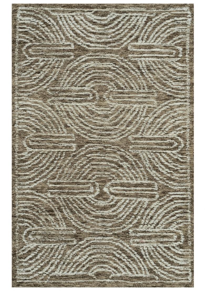 Saffron Rugs Hand Tufted Brown Swirls Contemporary Rectangular Wool Area Rug - Indya
