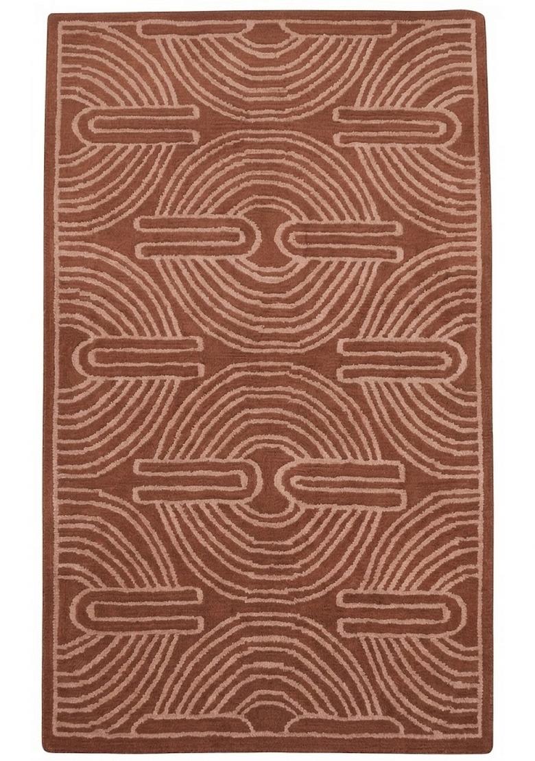 Saffron Rugs Hand Tufted Terracotta Swirls Contemporary Rectangular Wool Area Rug - Indya