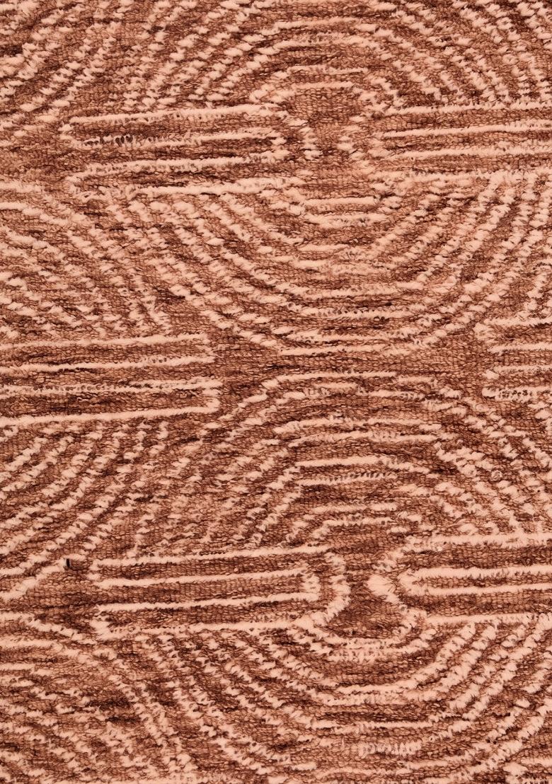 Saffron Rugs Hand Tufted Terracotta Swirls Contemporary Rectangular Wool Area Rug - Indya