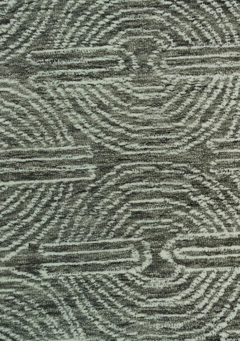Saffron Rugs Hand Tufted Sage Green Swirls Contemporary Rectangular Wool Area Rug - Indya