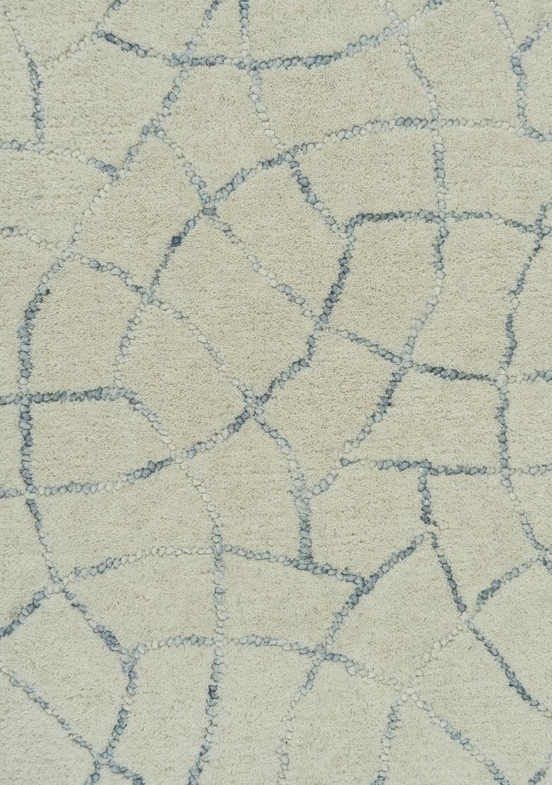Saffron Rugs Hand Tufted Ivory Trellis Moroccan Rectangular Wool Area Rug - Indya