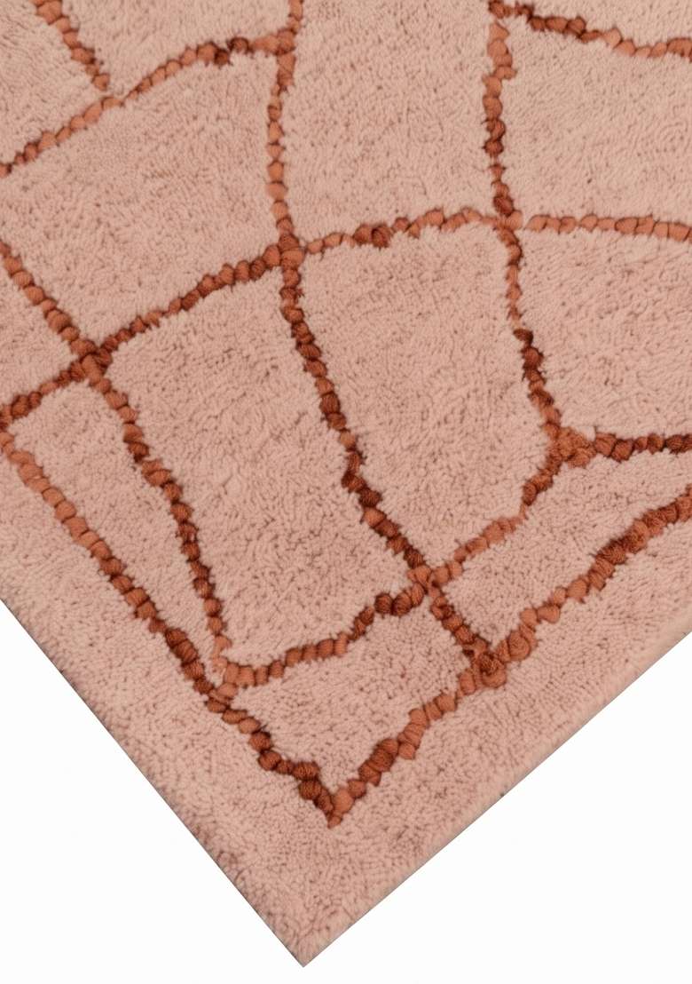 Saffron Rugs Hand Tufted Peach Trellis Moroccan Rectangular Wool Area Rug - Indya